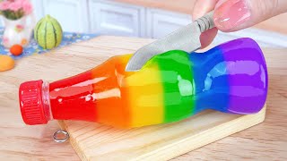 Fruit Bottle Jelly 🌈 Fresh Miniature Rainbow Jelly Decorating | Miniature Dessert by Mini Cakes