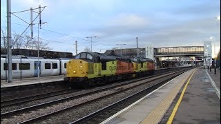 37116 and 37175 passing Bedford working 0Z37 Woking Up Yard Recp. - Derby R.T.C 28/11/17