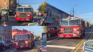 **Urgent Response + EQ2B Pin!** FDNY Engine 332, Engine 290, \u0026 Ladder 103 Hauling Down Pitkin Avenue