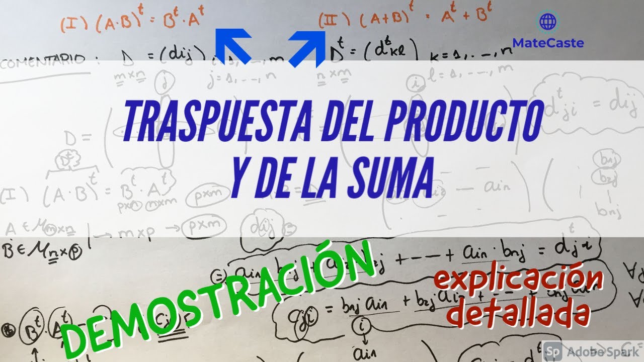 DEMOSTRACIÓN MATRIZ TRASPUESTA DEL PRODUCTO Y MATRIZ TRASPUESTA DE LA ...