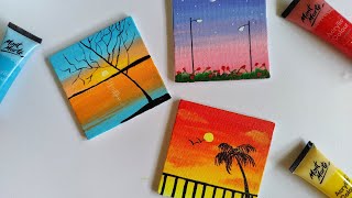 3 Paintings for beginners || 3 mini canvas paintings part 6 || aesthetic paintings
