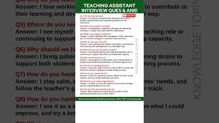 Teaching Assistant Interview Questions and Answers | Teacher Assistant Interview Questions
