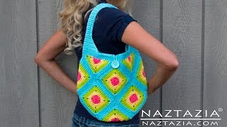 HOW to CROCHET GRANNY SQUARE PURSE - DIY Tutorial for Bag and Tote by Naztazia