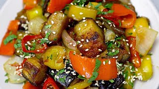 Eggplant tastes better than meat! Incredibly delicious eggplant with vegetables in the pan!