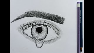 How to Draw an Eye with Teardrop for Beginners || EASY WAY TO DRAW A REALISTIC EYE ||