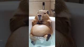 Capybara found that someone was watching him rubbing his belly  #capybara #animals #cute