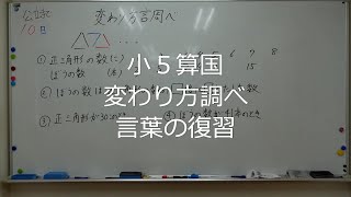 ナンバーワンゼミナール　小５算国　25,2,11 ダイジェスト版(変わり方調べ・言葉の復習)