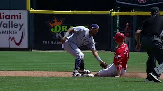 SD@CIN: Torrens throws out Kivlehan at second base