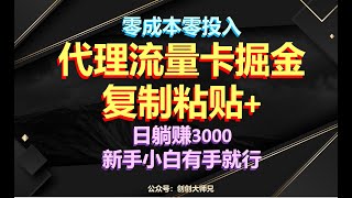 代理流量卡掘金，复制粘贴日躺赚3000+，零成本零投入，新手小白有手就行