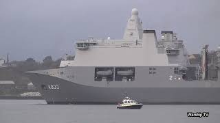 ROYAL NETHERLANDS NAVY HNLMS KAREL DOORMAN A833 LEAVES DEVONPORT NAVAL BASE 9-2-22 (HIGHLIGHTS)