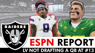 ESPN REPORT: Raiders Unlikely To Select A QB At Pick #13 In The 2024 NFL Draft | Raiders Rumors