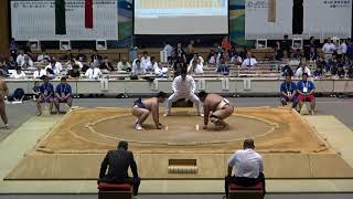 2019年IH 相撲 男子 個人 決勝トーナメント進出者決定 1回戦 小原尭之（向の岡工業 神奈川） ×松永ジョージ（拓殖大学紅陵 千葉）