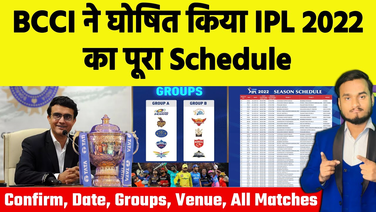 IPL 2022 : BCCI Announced TATA IPL 2022 Confirm Schedule, Date, Groups ...