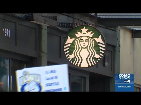 Hundreds of western Washington Starbucks workers strike on Red Cup Day