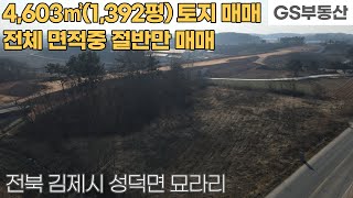 [김제토지매매] 성덕면 묘라리 4,603㎡(1,392평) 토지 전체면적 중 절반만 매매 (물건번호1053번)