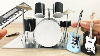 DIY Miniature Musical Instruments (guitar, drums, piano, microphone)