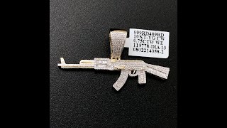 AK-47 Rifle Baguette Diamond Pendant .75cttw 10K Yellow Gold