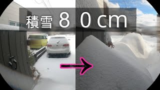 『福井大雪警報』積雪８０cm、2021年1月7日〜10日福井県嶺北地方大雪予報、タイムラプス。渋滞。雪かき