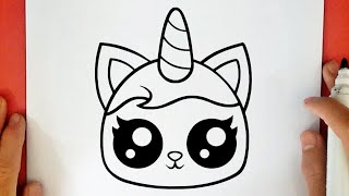 HOW TO DRAW A CUTE UNICORN KITTEN | DRAWINGS LAND