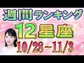 【今週の運勢】10月28日～11月3日の12星座運勢ランキング 今週の運勢は？