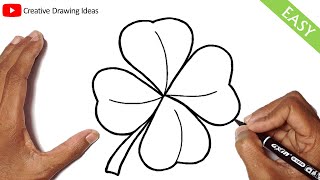 How to Draw a Four Leaf Clover Drawing | 4 Leaf Clover Drawing Easy