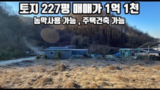 [토지 227평 평당가 48만 총 1억1천만]  농막이용 가능 , 추후 건축 가능 구거접한 토지 자연안에 파묻힌 청정자연환경 양평토지 양평토지매매 양평토지매물 양평부동산 20574