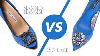 Battle of The Brooch Pumps! Manolo Blahnik Hangisi Pumps VS Dolce \u0026 Gabbana Rainbow Lace Pumps