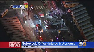 LAPD Motorcycle Cop Injured In Accident With Vehicle In Downtown LA