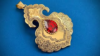 اموزش ساخت پلاک طلا قلم زنی صفر تاصد (Learning how to make a gold necklace)