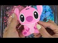 pink engel vs blue stitch slime mixing random into slime satisfying slime video asmr slime