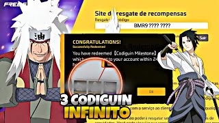 PEGUE AGORA!! 3 CODIGUIN INFINITO DO NARUTO x FF QUE TODOS PODEM RESGATAR - NOVIDADES FREE FIRE