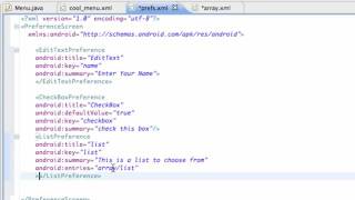 Android Application Development Tutorial 55 Setting up a String array resource