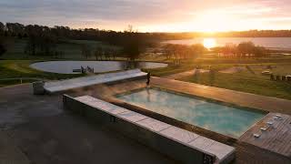 Sunrise over the pool at Glasson Lakehouse