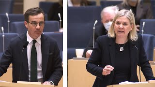 Magdalena Andersson synar Ulf Kristersson om skolan - partiledardebatt