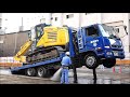 10 27up 三菱ﾌｧｲﾀｰ回送車に住友のｼｮﾍﾞﾙsh135の積み込み！