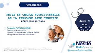 Replay Webinaire Prise en charge nutritionnelle de la personne âgée dénutrie: rôle des protéines.