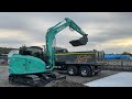 New Kobelco SK85MSR loading gravel.