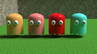 Pac-man CRUSHES the Ghosts | Giant 3D Domino Effect |