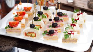 Tramezzino snacks with Prosciutto Cotto ham, salmon, pate - fast and tasty