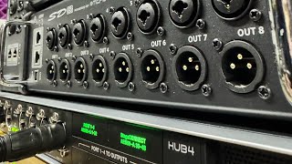 Using Midas Hub4 to utilize 4 SD8 through separate cable paths while linking another console