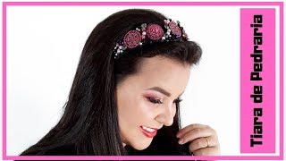 Tiara Bordada com Pedraria feita de Bijuterias DIY