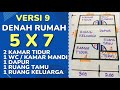 Denah Rumah Minimalis 2 Kamar Tidur Ukuran 5X7 dengan Ruang Keluarga Yang Luas dan 1 Dapur - VERSI 9