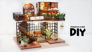 [4K] Momo Forest Tea Shop || DIY Miniature Dollhouse Kit - Relaxing Satisfying Video