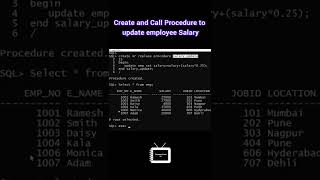 Create and Call Procedure in PL/SQL | Procedure to Update Salary of an Employee | TechnonTechTV