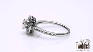 1 Ct. Double Row Round Halo Engagement Ring - TwoBirch -TB-ENG-203-WG-H5H