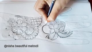 New Easy Full Hand Mehndi Design l Front Hand Mehndi Design l Simple Mehndi Design With Pencil Art