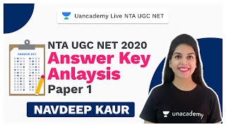 NTA UGC NET|Answer Key Analysis paper 1 NTA NET 2020| Navdeep| Unacademy Live