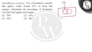 According to a survey, 73\\% of Kashmiris actually like apples, while around \\( 65 \\% \\) of them ....