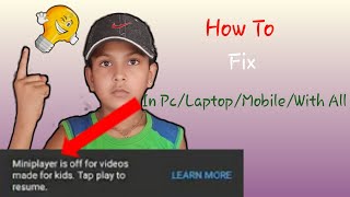 How To fix Problem Miniplayer Is Off On YouTube In Pc/Laptop/Mobile | Miniplayer Is Turned Off Solve