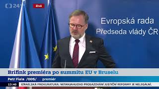 Poslechněte si brífink s Petr Fiala po summitu EU v Bruselu!